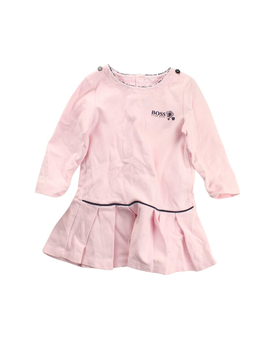 A Pink Long Sleeve Dresses from Boss in size 6-12M for girl. (Front View)