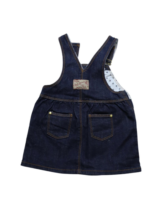 A Navy Overall Dresses from Petit Bateau in size 6-12M for girl. (Back View)