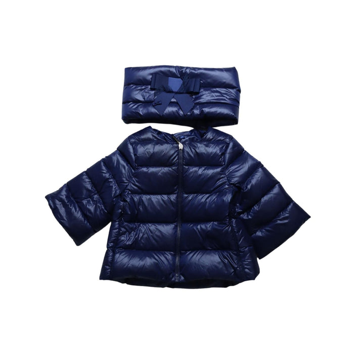 A Navy Puffer/Quilted Jackets from Nicholas & Bears in size 2T for girl. (Front View)