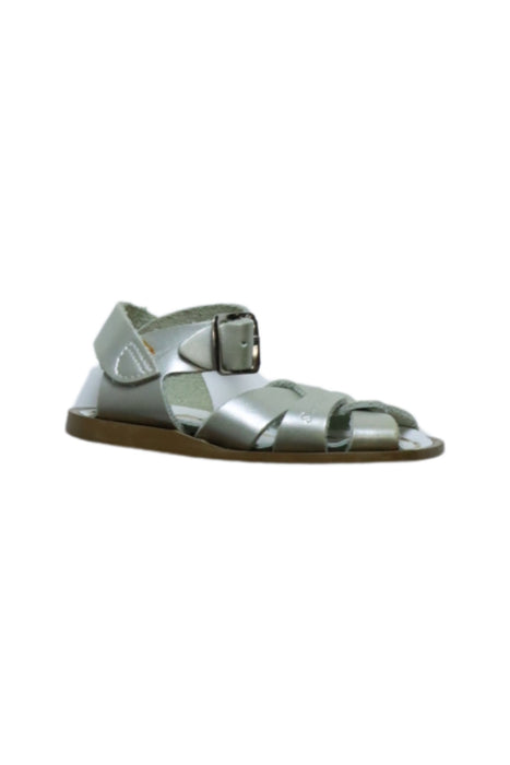 A Silver Sandals from Salt-Water in size 12-18M for girl. (Front View)