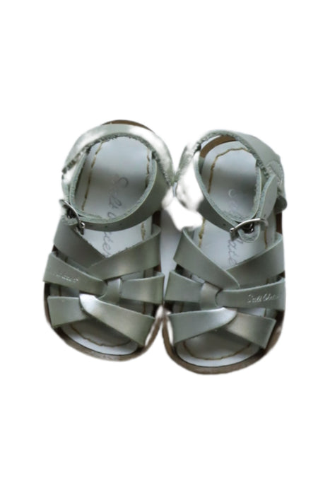 A Silver Sandals from Salt-Water in size 12-18M for girl. (Back View)