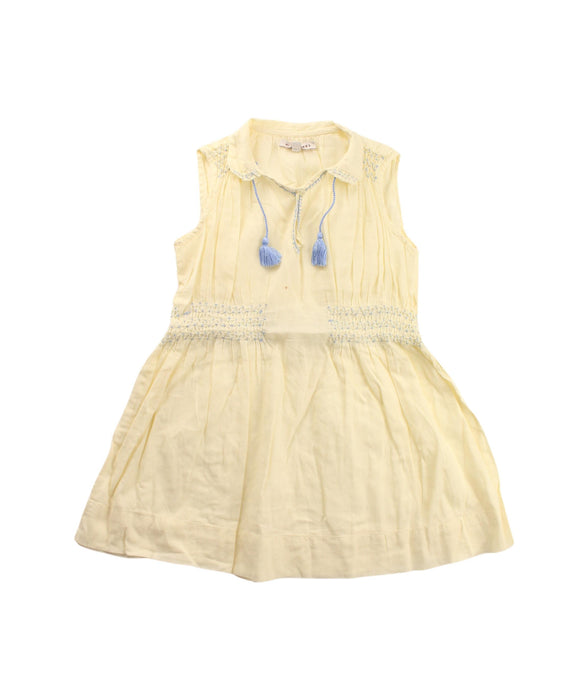 A Yellow Sleeveless Dresses from Caramel in size 3T for girl. (Front View)