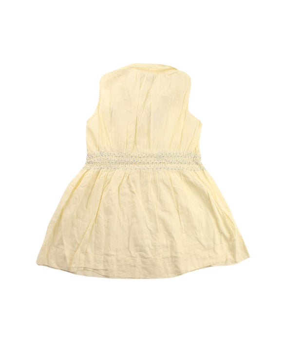 A Yellow Sleeveless Dresses from Caramel in size 3T for girl. (Back View)