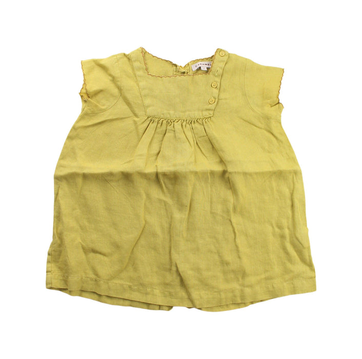 A Yellow Short Sleeve Tops from Caramel in size 2T for girl. (Front View)