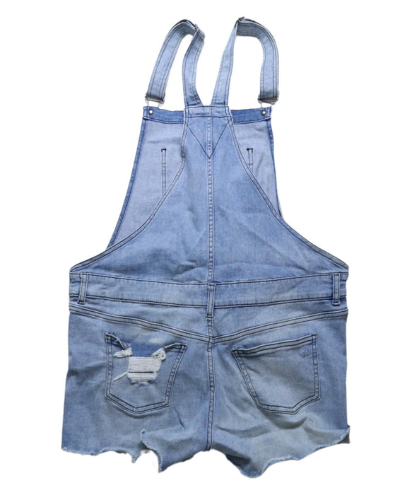 A Blue Overall Shorts from DL1961 in size XS for maternity. (Back View)