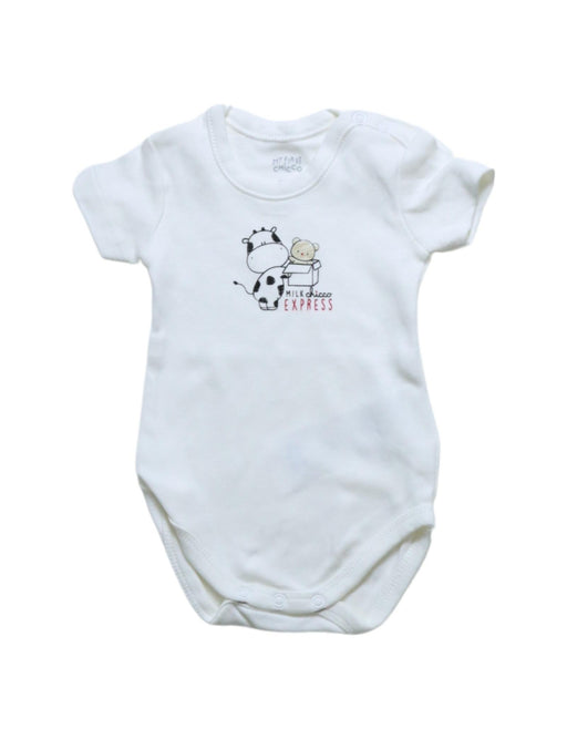 A Ivory Short Sleeve Bodysuits from Chicco in size 0-3M for girl. (Front View)