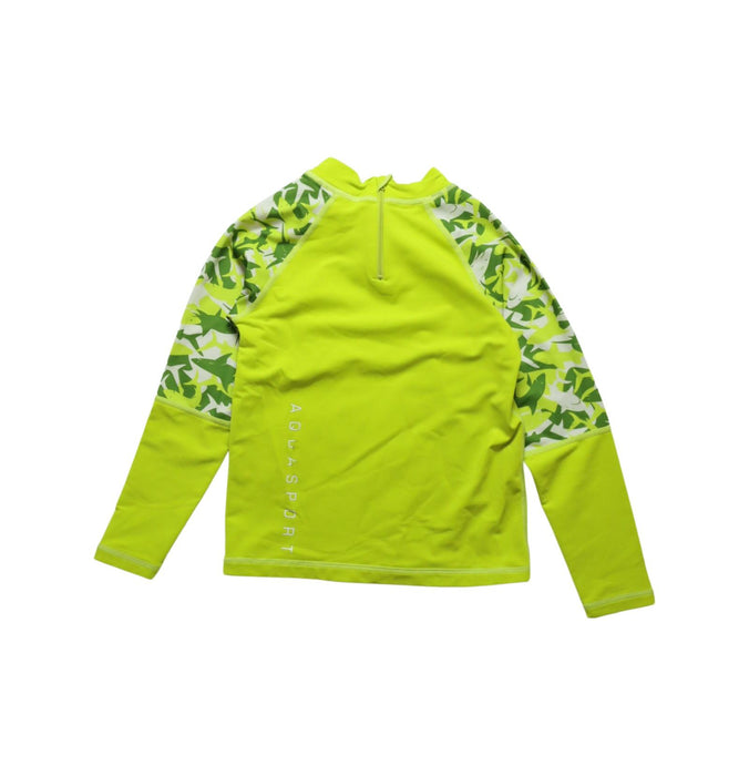 A Yellow Rash Guards from Aquasport in size 8Y for boy. (Back View)