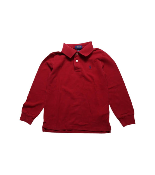 A Red Long Sleeve Polos from Polo Ralph Lauren in size 7Y for boy. (Front View)