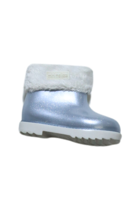 A Blue Rain Boots from Mini Melissa in size 18-24M for girl. (Front View)
