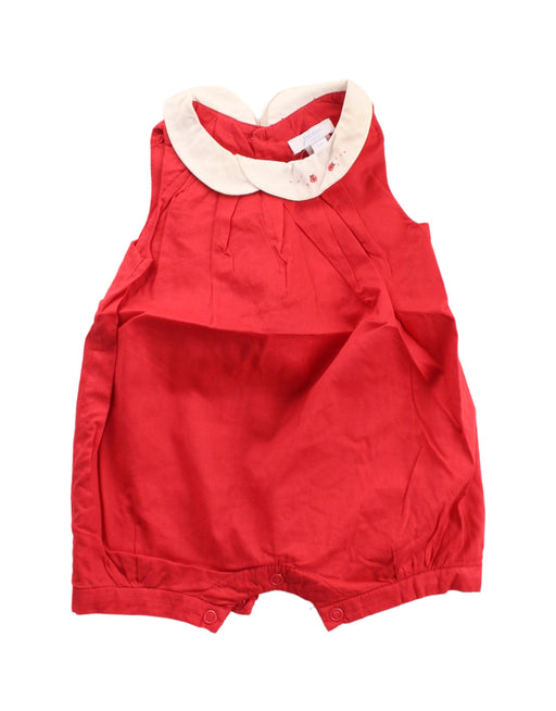 A Red Rompers from Jacadi in size 0-3M for girl. (Front View)