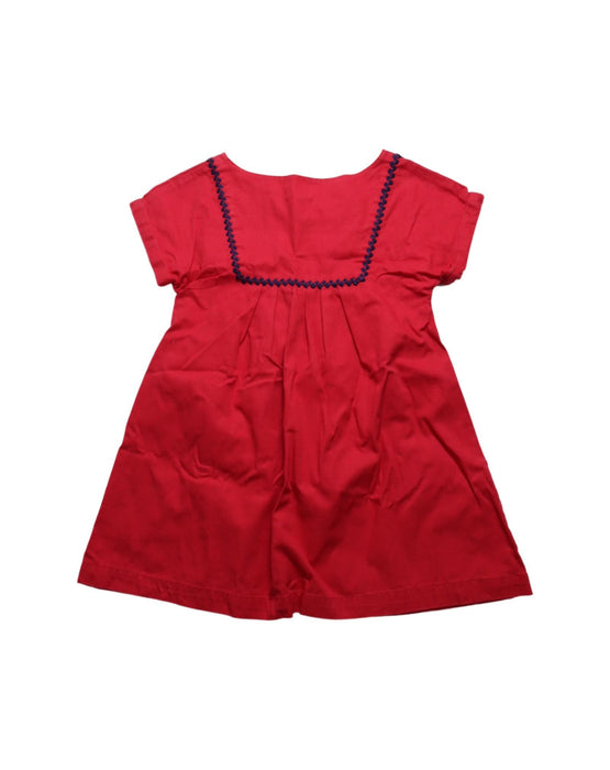 A Red Short Sleeve Dresses from Jacadi in size 6T for girl. (Back View)