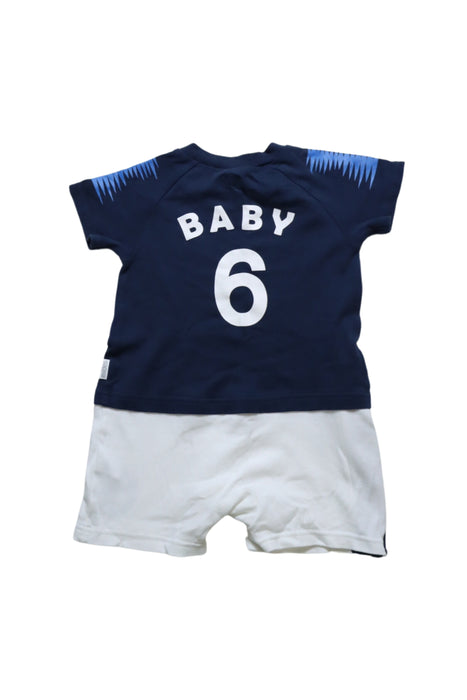 A Navy Short Sleeve Rompers from Mides in size 12-18M for boy. (Back View)