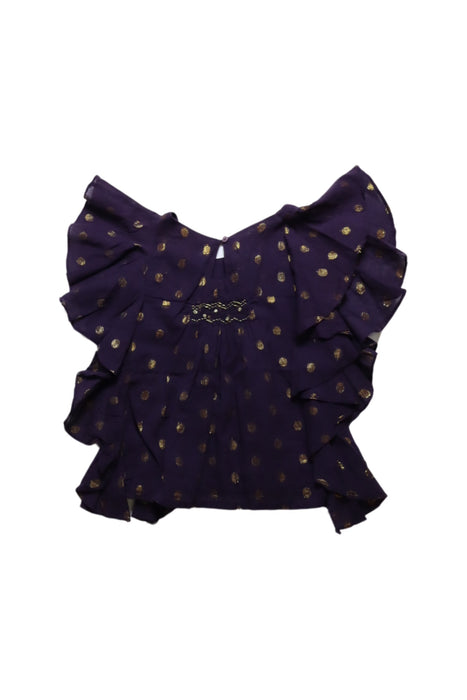A Purple Short Sleeve Tops from Velveteen in size 6T for girl. (Back View)