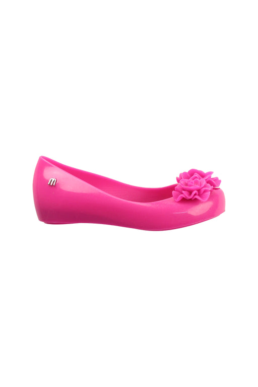 A Pink Flats from Mini Melissa in size 6T for girl. (Front View)