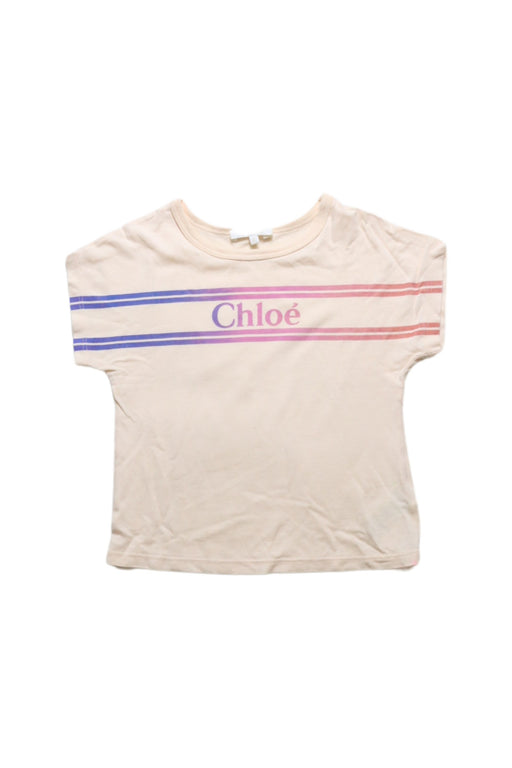 A Pink Short Sleeve T Shirts from Chloe in size 4T for girl. (Front View)