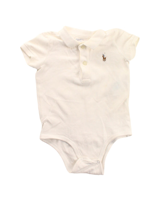 A White Short Sleeve Bodysuits from Ralph Lauren in size 3-6M for boy. (Front View)