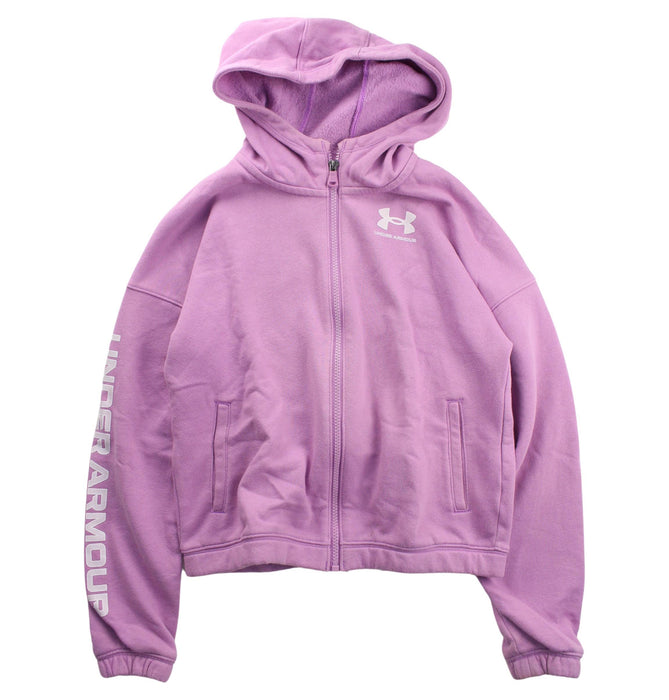 A Purple Zippered Sweatshirts from Under Armour in size 14Y for girl. (Front View)
