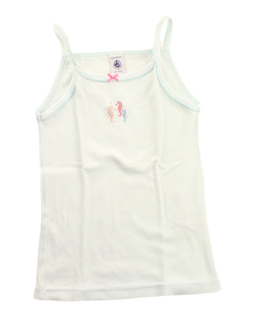 A Green Sleeveless T Shirts from Petit Bateau in size 6T for girl. (Front View)