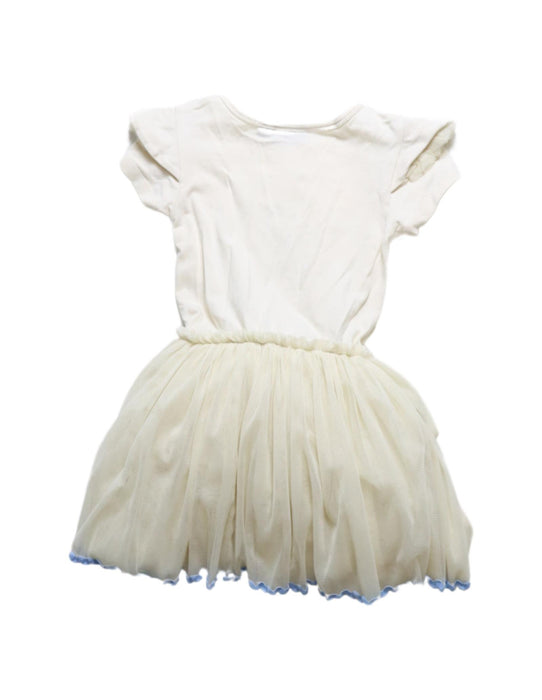 A Ivory Short Sleeve Dresses from Rock Your Kid in size 5T for girl. (Back View)
