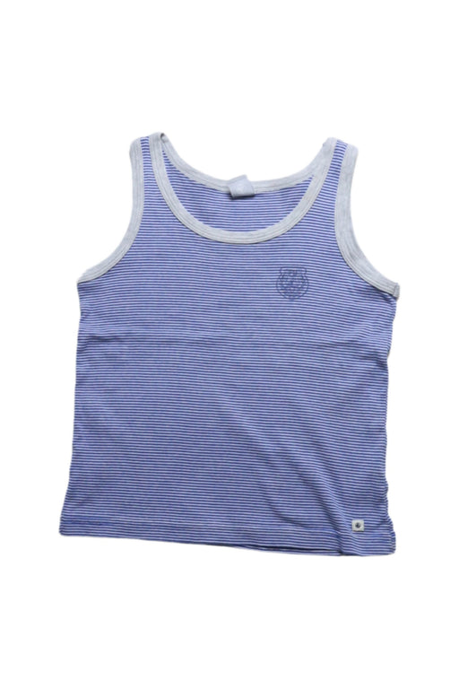 A Blue Sleeveless T Shirts from Petit Bateau in size 6T for boy. (Front View)