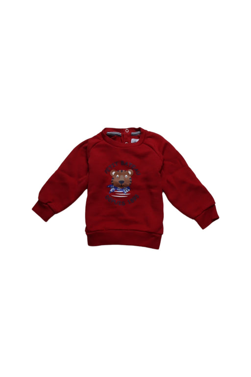 A Red Buttoned Sweatshirts from Petit Bateau in size 12-18M for neutral. (Front View)