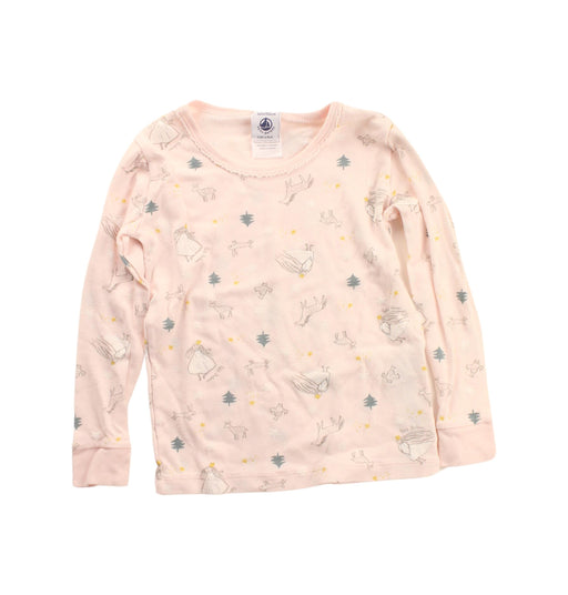 A Pink Long Sleeve Tops from Petit Bateau in size 4T for girl. (Front View)