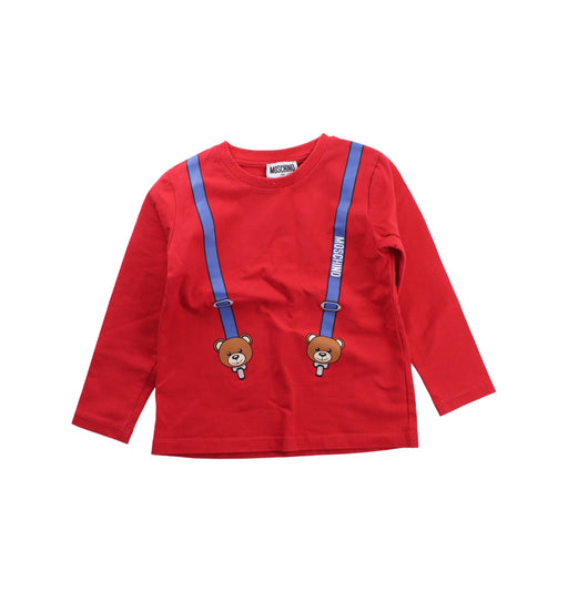 A Red Long Sleeve T Shirts from Moschino in size 4T for girl. (Front View)