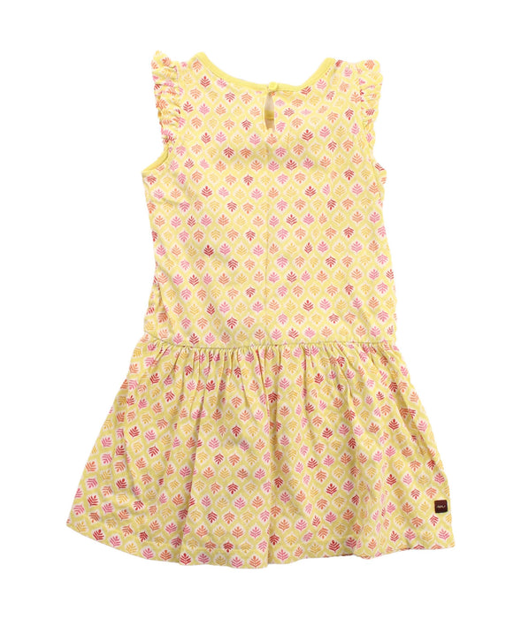 A Yellow Sleeveless Dresses from Tea in size 2T for girl. (Back View)