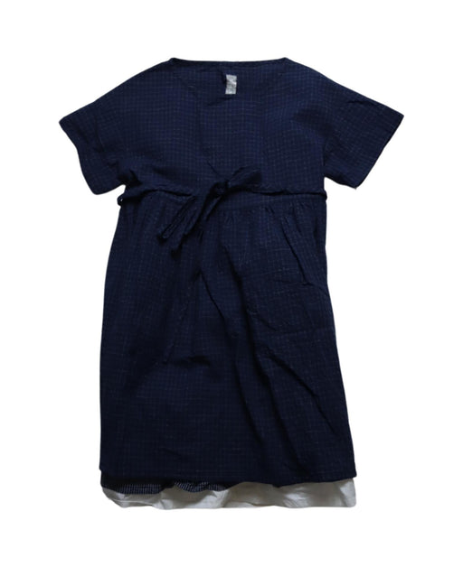 A Blue Short Sleeve Dresses from Il Gufo in size 6T for girl. (Front View)