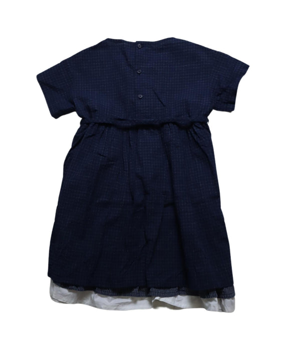 A Blue Short Sleeve Dresses from Il Gufo in size 6T for girl. (Back View)