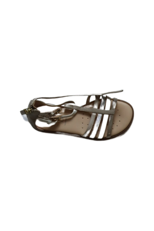 A Silver Sandals from Geox in size 6T for girl. (Front View)