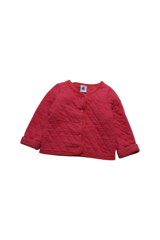 A Red Puffer/Quilted Jackets from Petit Bateau in size 12-18M for girl. (Front View)