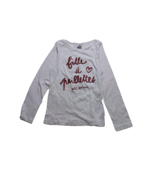 A White Long Sleeve T Shirts from Petit Bateau in size 6T for girl. (Front View)