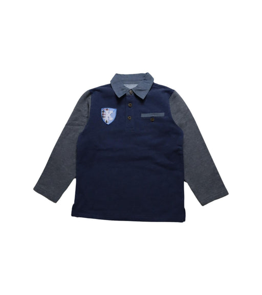 A Blue Long Sleeve Polos from Chickeeduck in size 4T for boy. (Front View)