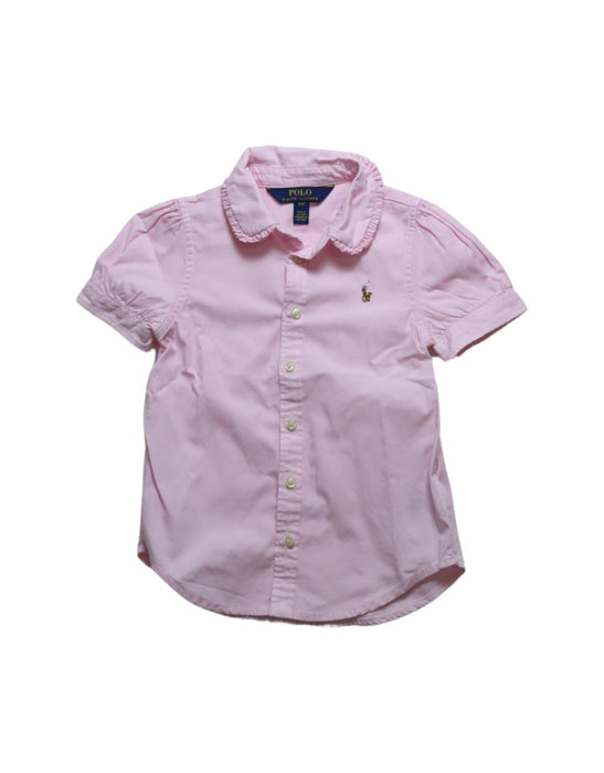 A Pink Short Sleeve Shirts from Polo Ralph Lauren in size 4T for girl. (Front View)