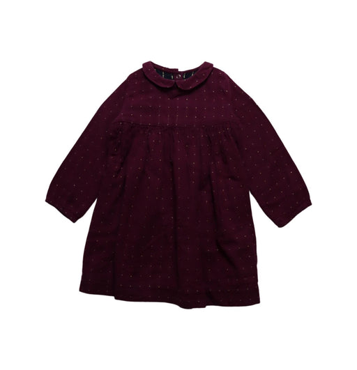 A Red Long Sleeve Dresses from Petit Bateau in size 3T for girl. (Front View)