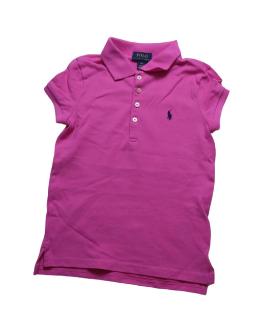 A Pink Short Sleeve Polos from Polo Ralph Lauren in size 6T for girl. (Front View)