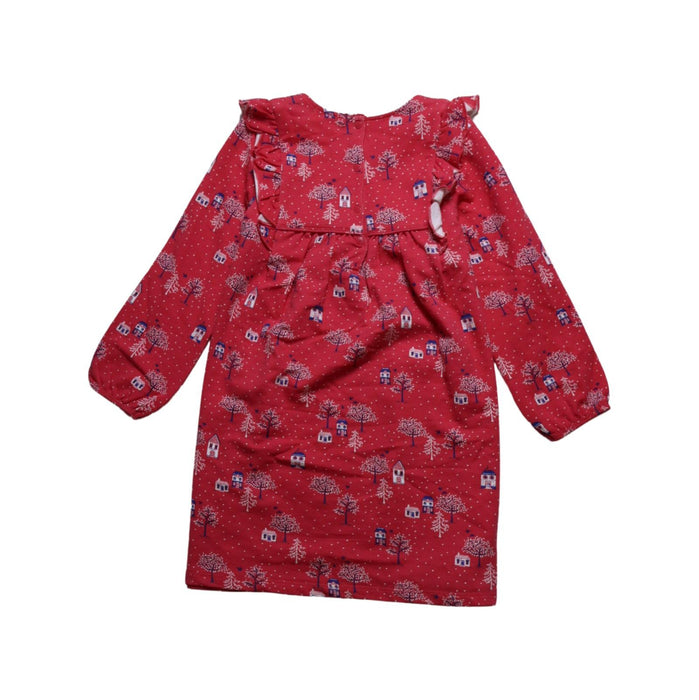 A Red Long Sleeve Dresses from Purebaby in size 4T for girl. (Back View)