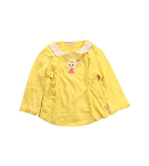 A Yellow Long Sleeve Tops from Miki House in size 12-18M for girl. (Front View)