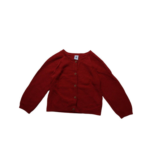 A Red Cardigans from Petit Bateau in size 4T for girl. (Front View)
