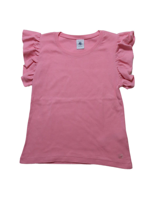 A Pink Short Sleeve Tops from Petit Bateau in size 4T for girl. (Front View)