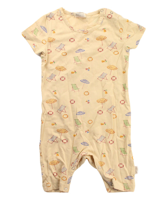 A Yellow Short Sleeve Rompers from Petit Piao in size 2T for neutral. (Front View)