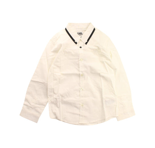 A White Long Sleeve Shirts from Karl Lagerfeld in size 5T for boy. (Front View)