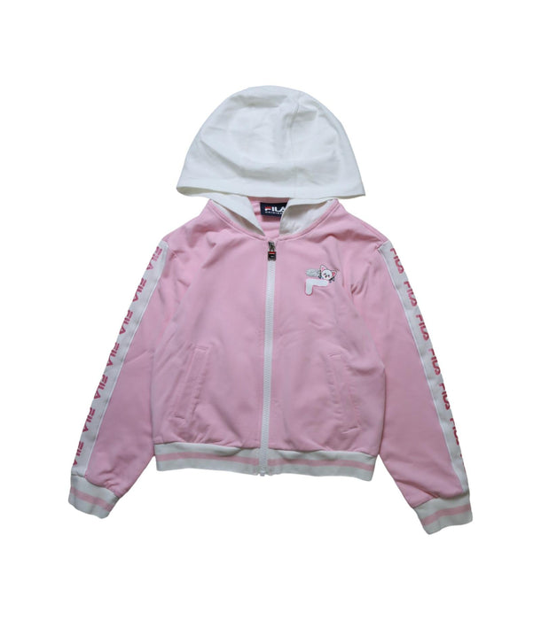 A Pink Zippered Sweatshirts from Fila in size 7Y for girl. (Front View)