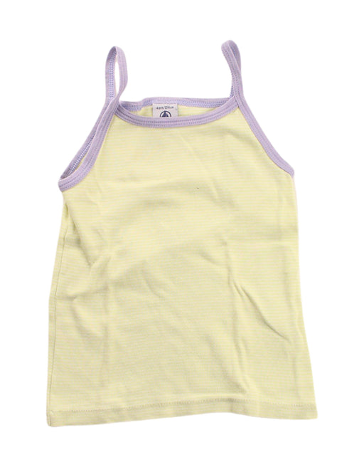 A Yellow Sleeveless T Shirts from Petit Bateau in size 4T for girl. (Front View)