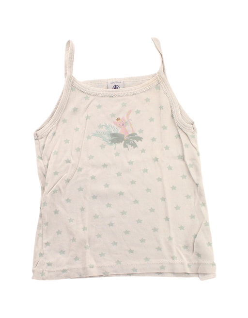 A Green Sleeveless T Shirts from Petit Bateau in size 4T for girl. (Front View)