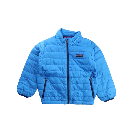 A Blue Puffer/Quilted Jackets from Patagonia in size 3T for girl. (Front View)