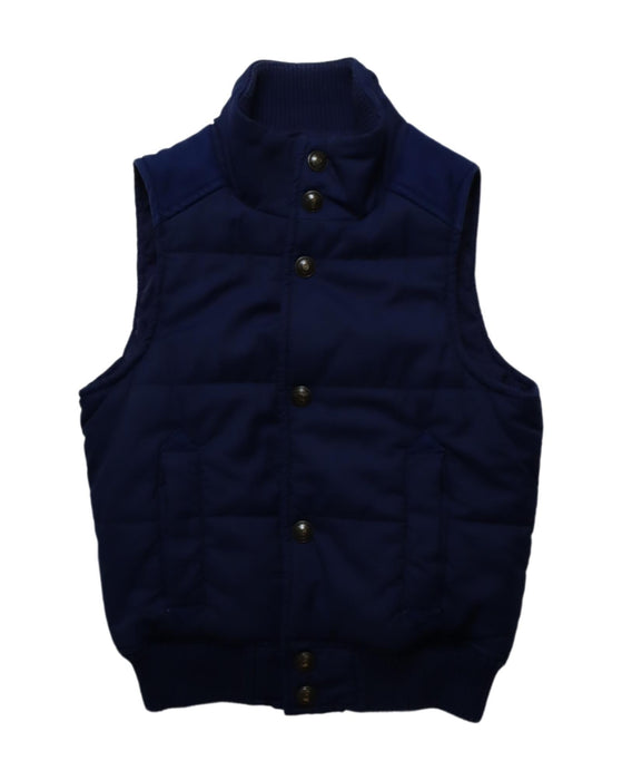 A Navy Outerwear Vests from Jacadi in size 5T for girl. (Front View)