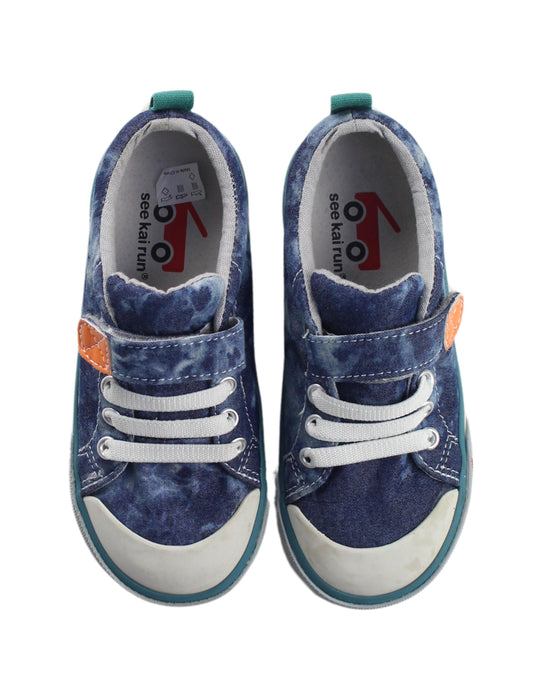 A Blue Sneakers from See Kai Run in size 5T for boy. (Back View)