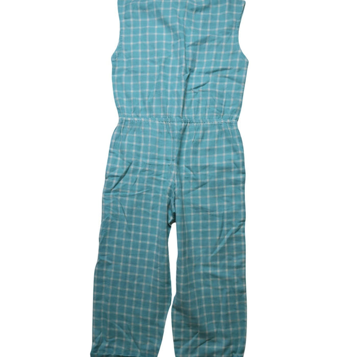A Teal Sleeveless Jumpsuits from Little Green Radicals in size 6T for girl. (Back View)
